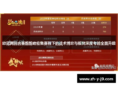 欧冠两回合赛前前瞻密集赛程下的战术博弈与板凳深度考验全面升级 欧冠两回合赛前前瞻密集赛程下的战术博弈与板凳深度考验全面升级